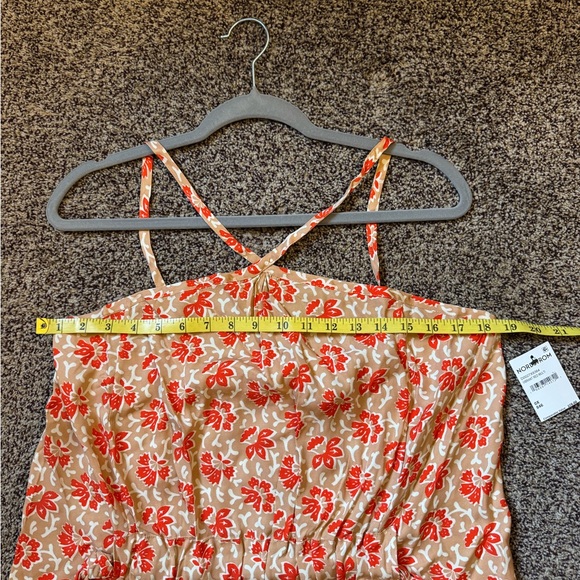 Joie Red/Orange and Cream Floral Midi Strap Halter Dress, size OX, NWTS, halter - Picture 12 of 13